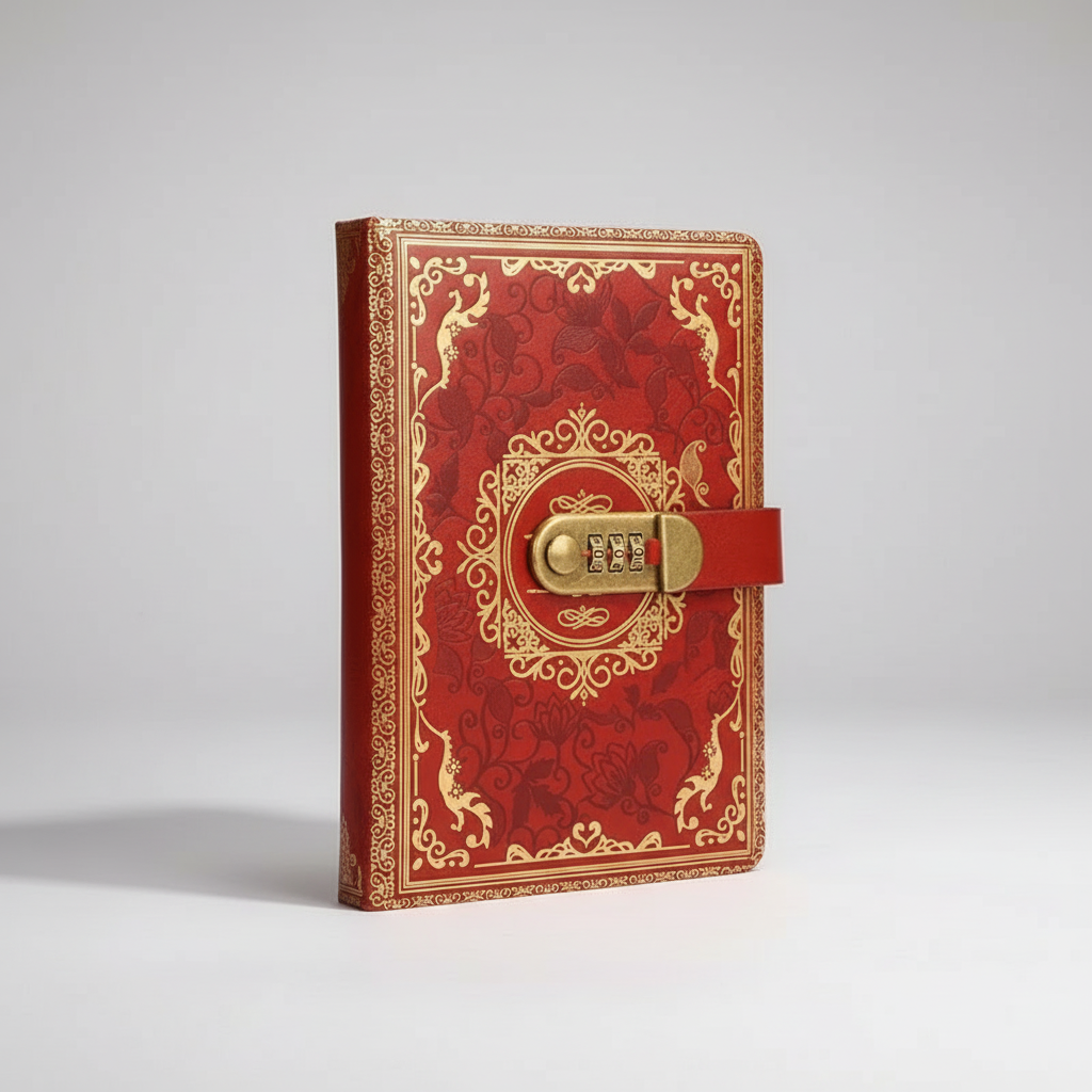 A5 vintage journal with combination lock secure closure