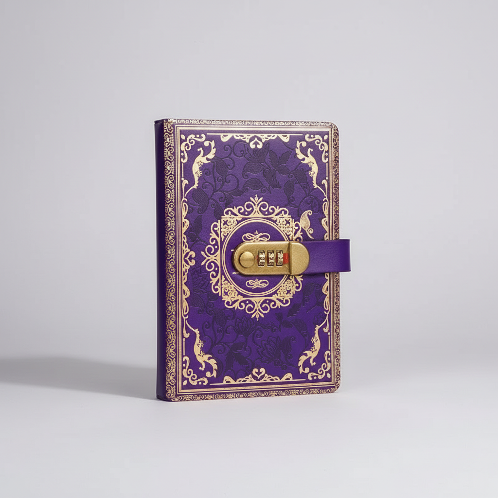 A5 vintage journal with combination lock secure closure