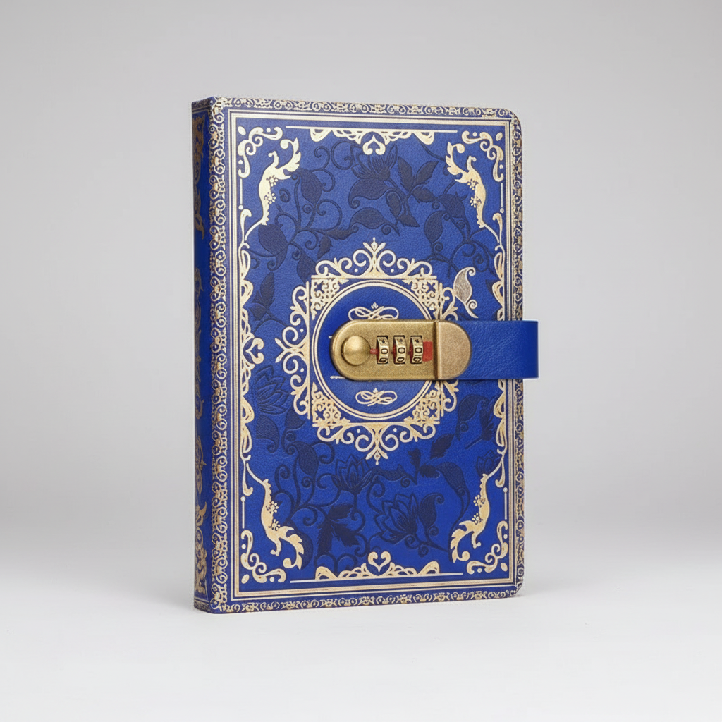 A5 vintage journal with combination lock secure closure