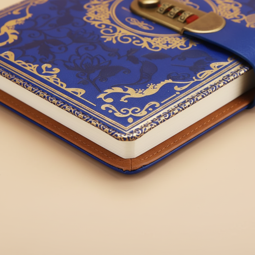 A5 vintage journal with combination lock secure closure