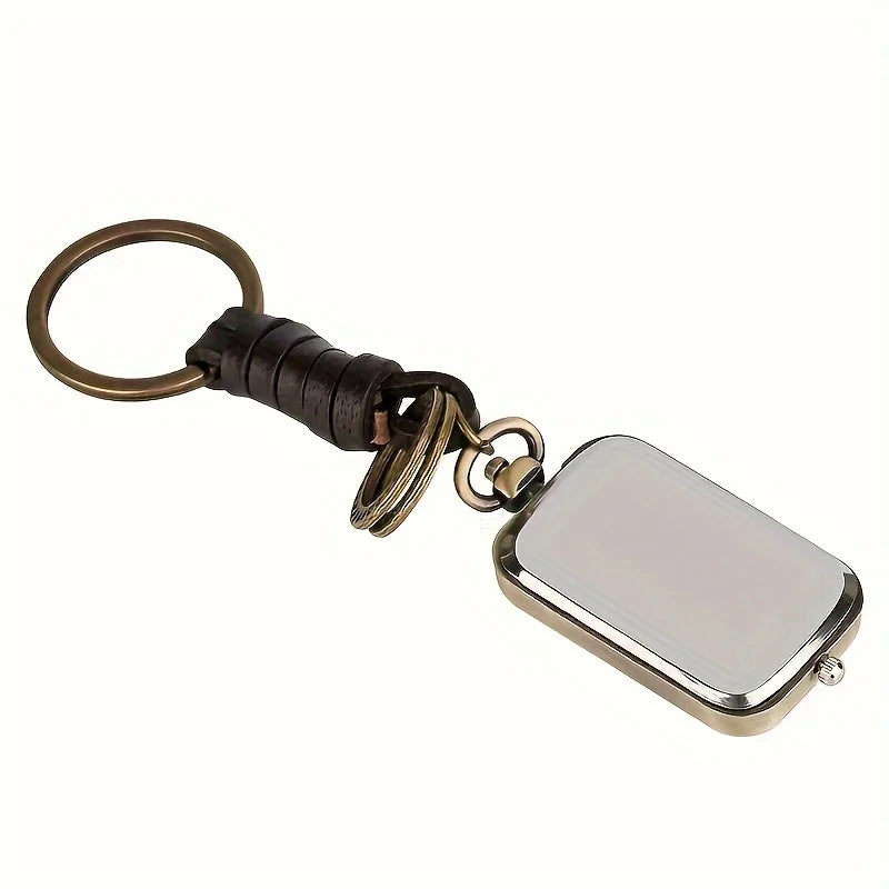 Retro square pendant watch with dual time dials and vintage styling