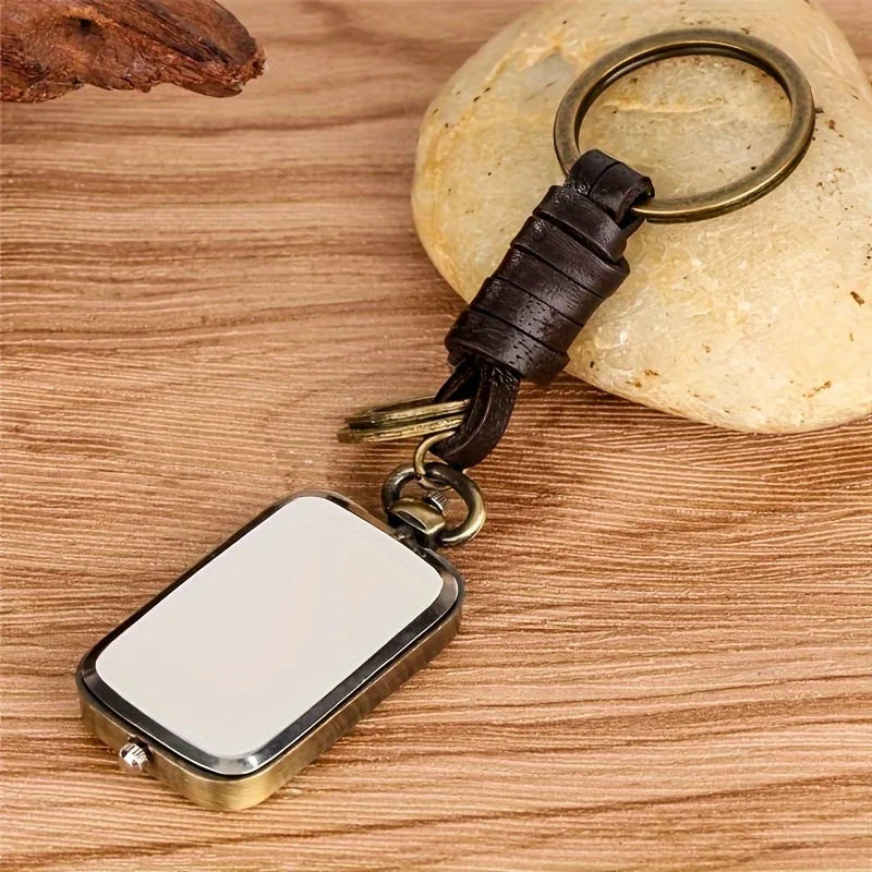 Retro square pendant watch with dual time dials and vintage styling