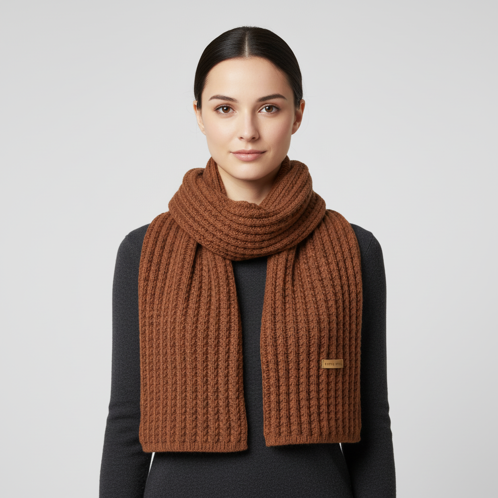 Chunky knit long scarf with cashmere-like softness for winter warmth