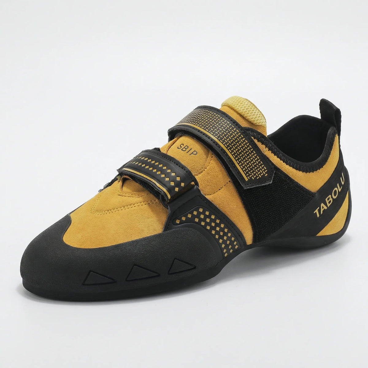 Entry-level climbing shoes with velcro strap and grippy anti-slip sole