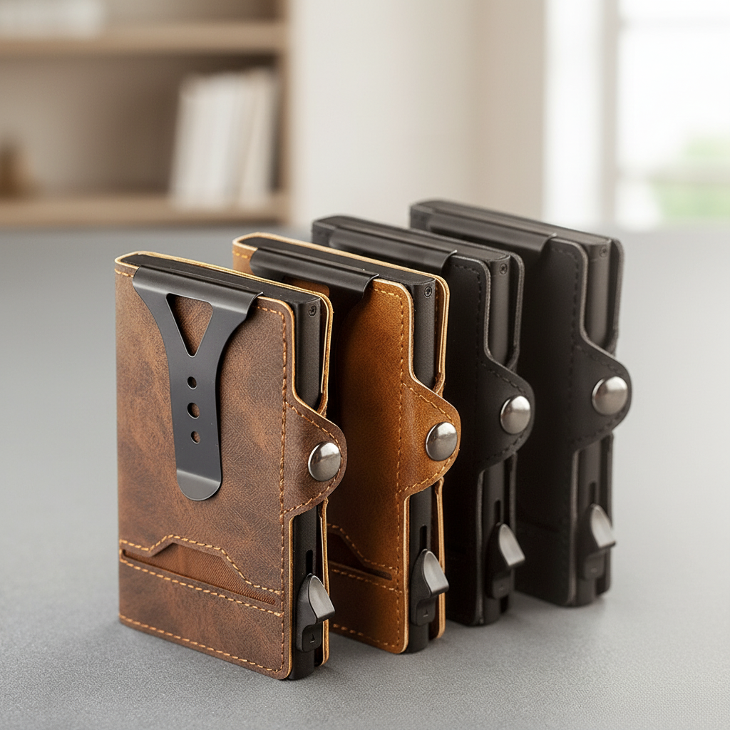 Slim pop-up card wallet with RFID blocking and money clip