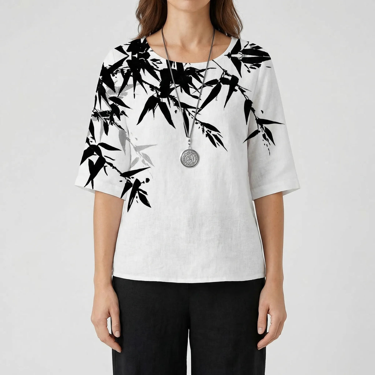 Women's clover print short-sleeve top and high-waist pant set