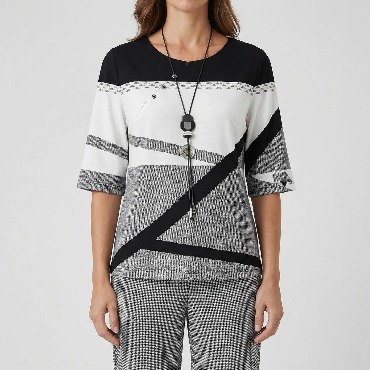 Women's clover print short-sleeve top and high-waist pant set