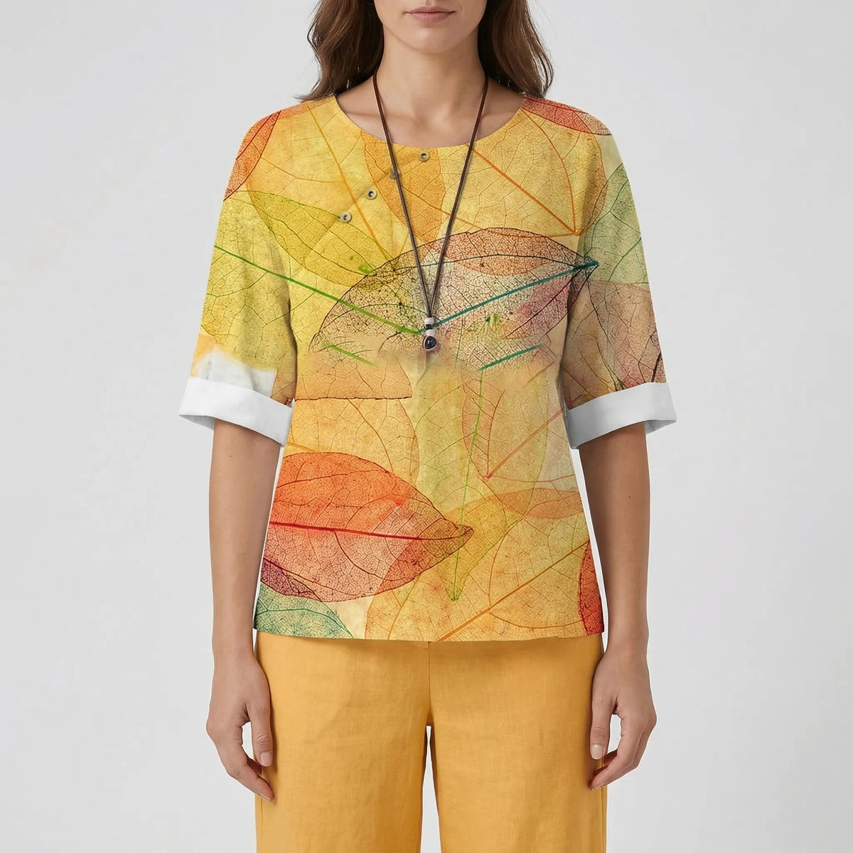 Women's clover print short-sleeve top and high-waist pant set