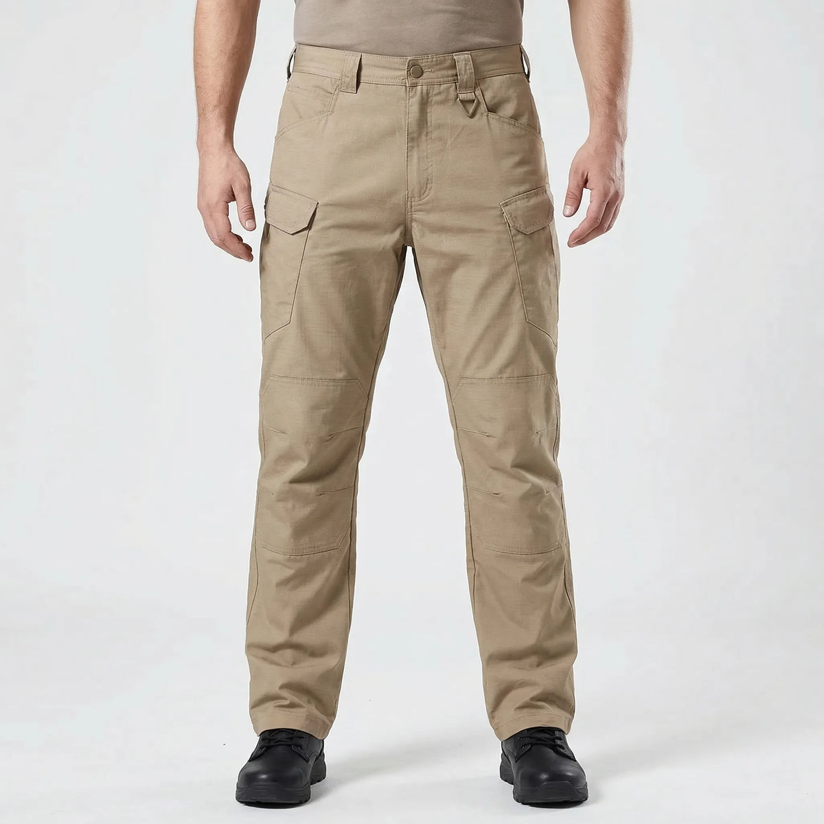 Tactical cargo trousers with multiple pockets and water-repellent finish