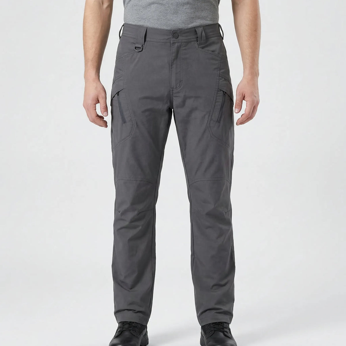 Tactical cargo trousers with multiple pockets and water-repellent fabric