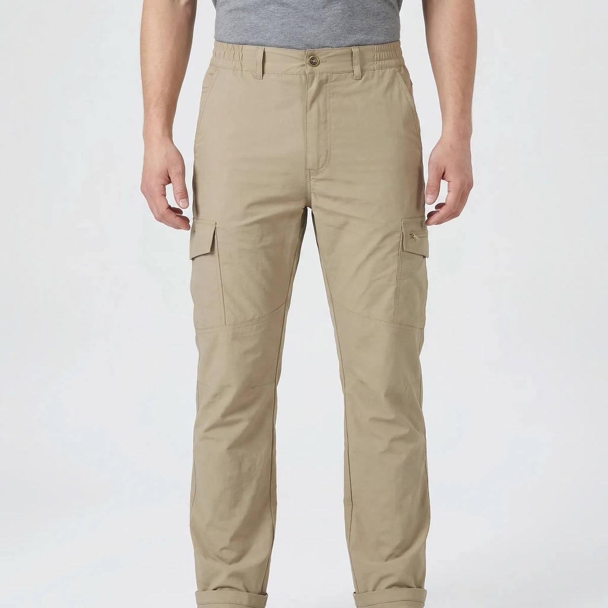 Tactical cargo trousers with multiple pockets and water-repellent fabric
