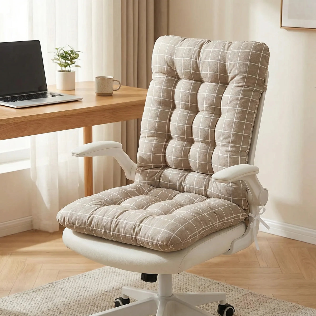 Ergonomic high-back seat cushion with spinal support for office and car seats