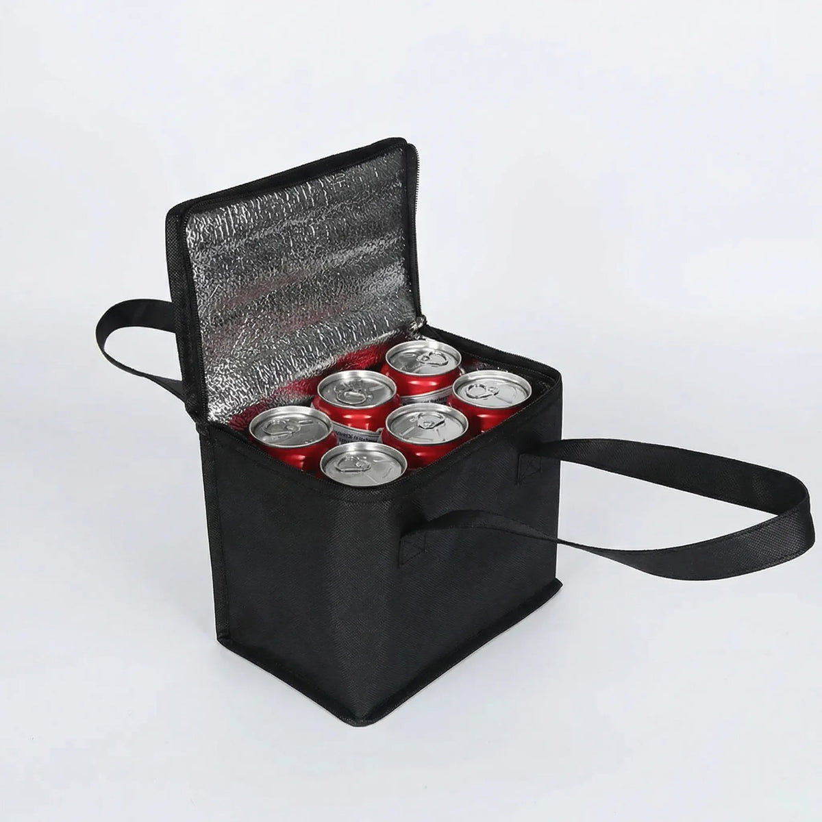Portable insulated lunch cooler bag with foldable design and reinforced handles