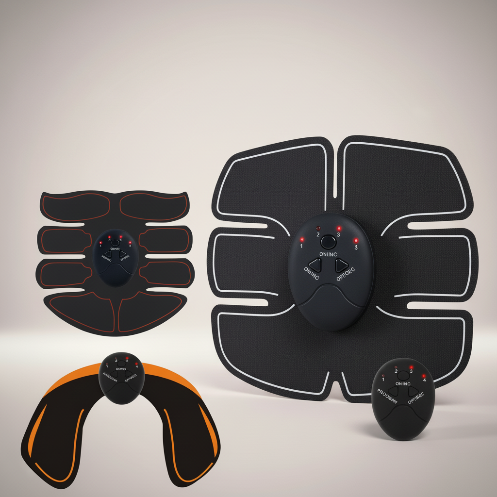 Wireless EMS abdominal trainer with composite pads for muscle stimulation