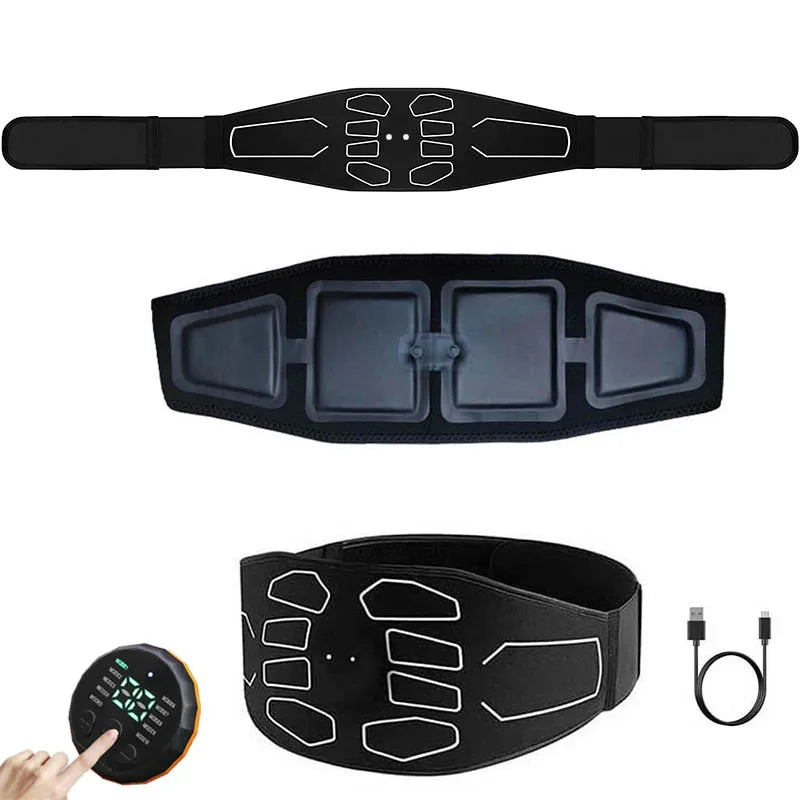 Rechargeable abdominal training belt with adjustable fit for core toning