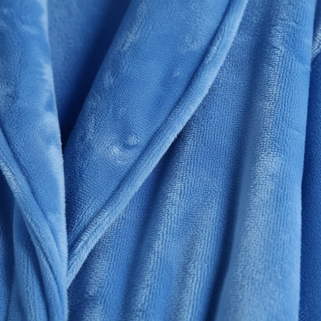 Long plush bathrobe with shawl collar and front pockets