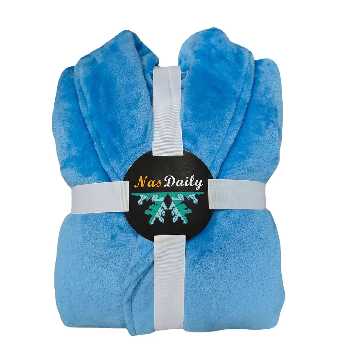 Long plush bathrobe with shawl collar and front pockets