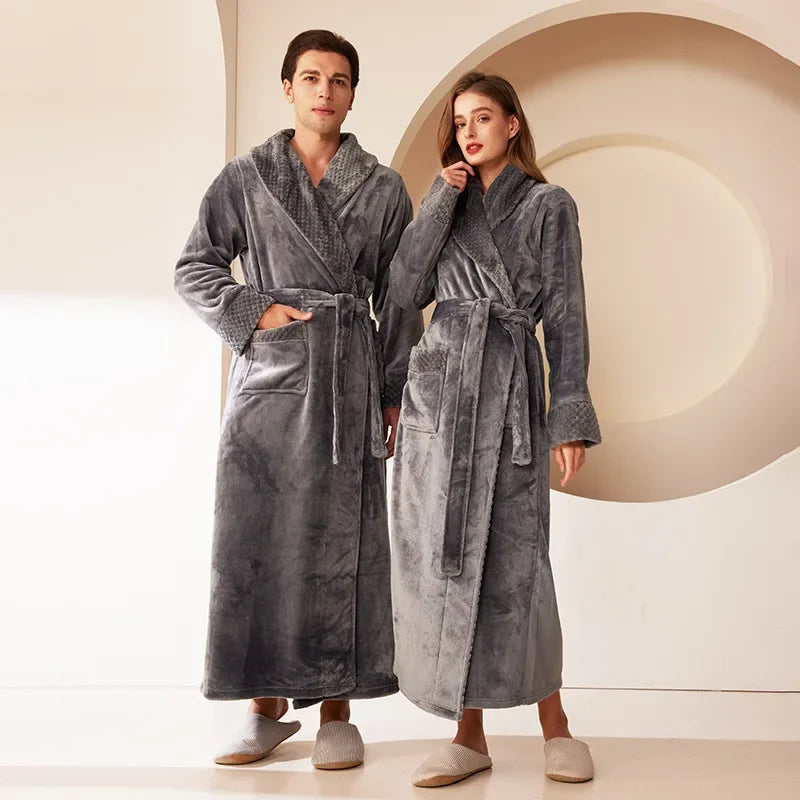 Oversized plush bathrobe with full-length coverage and deep pockets