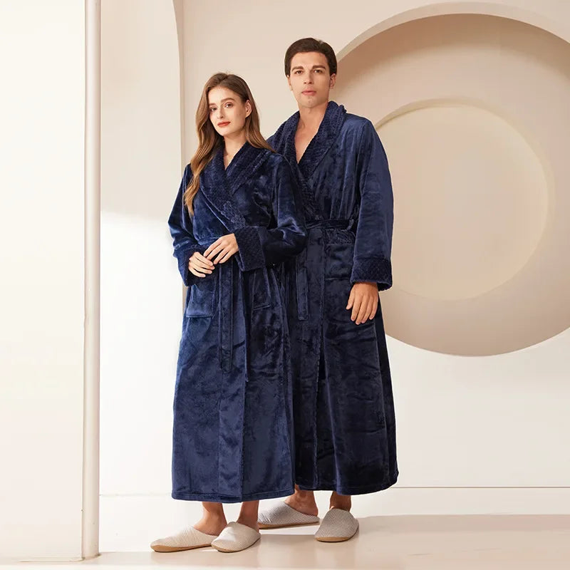 Oversized plush bathrobe with full-length coverage and deep pockets