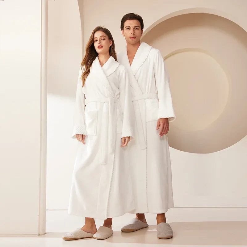 Oversized plush bathrobe with full-length coverage and deep pockets