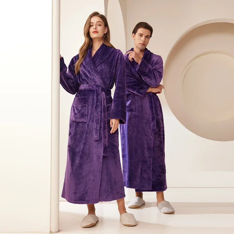 Oversized plush bathrobe with full-length coverage and deep pockets