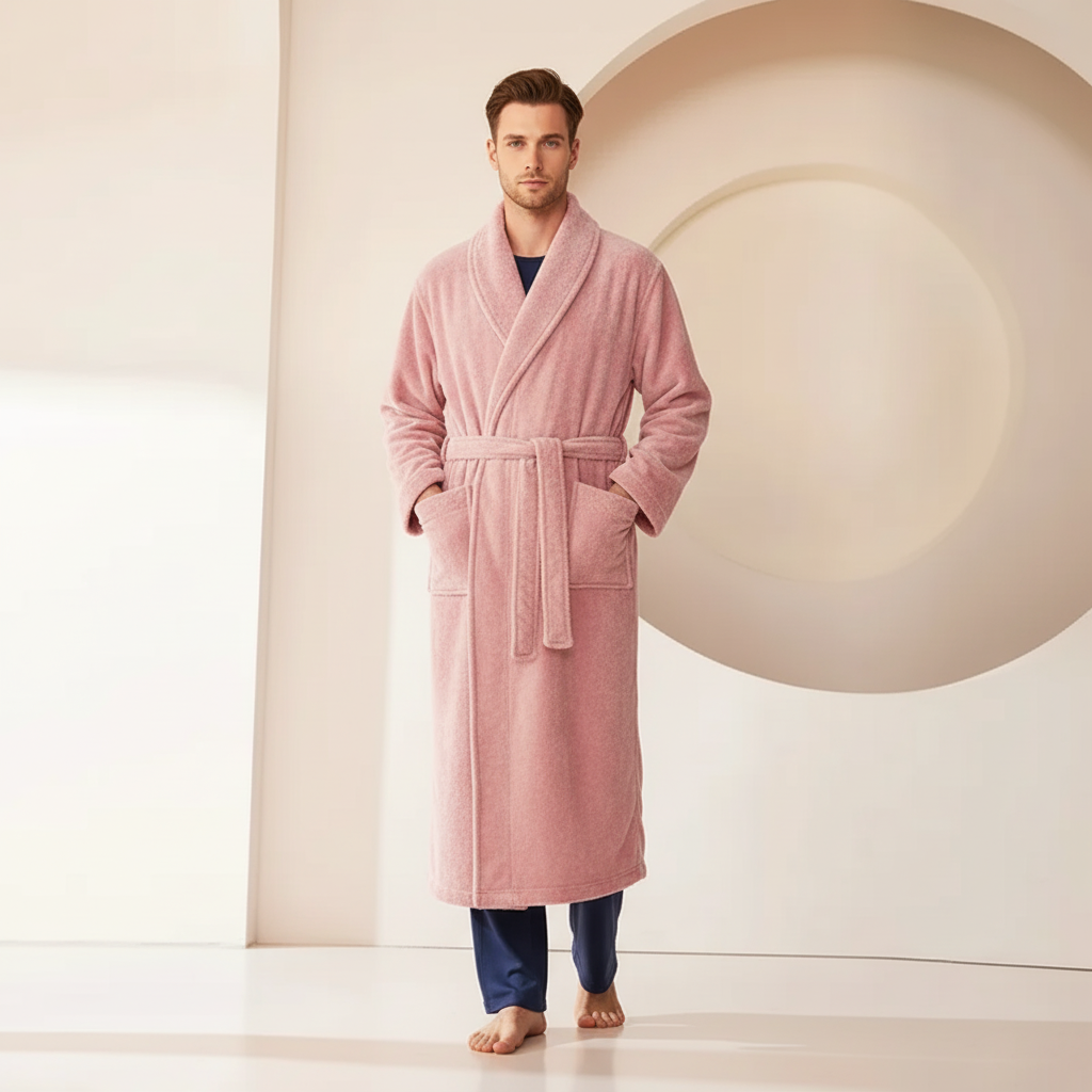Oversized plush bathrobe with full-length coverage and deep pockets