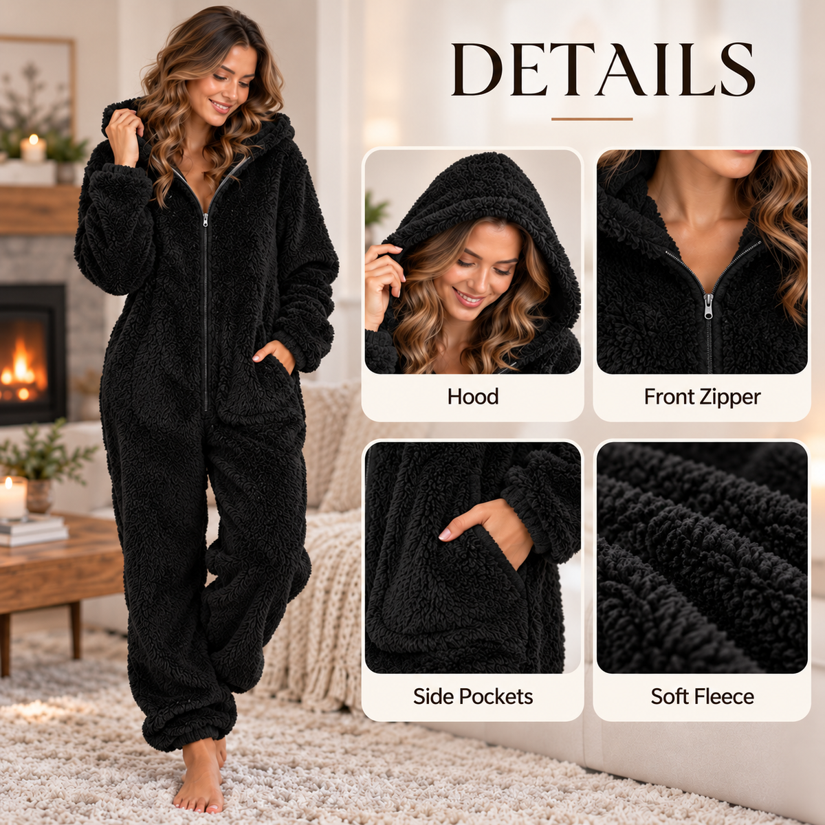 Thrives Outdoor | CozyLuxe Onesie Women's Fleece Jumpsuit with Zip