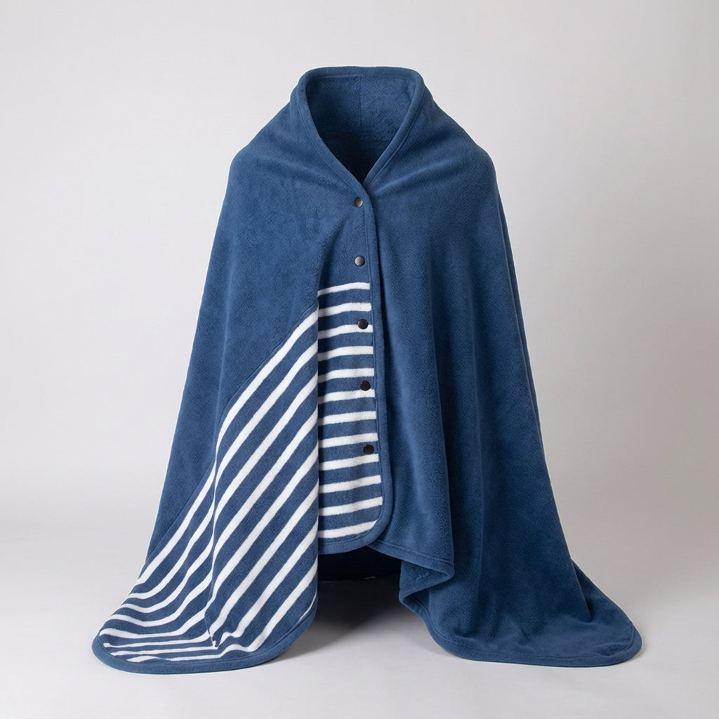 Portable shoulder wrap blanket with checked pattern warm fluffy