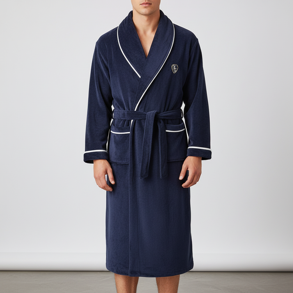 Oversized shawl collar robe with deep pockets and self-tie belt