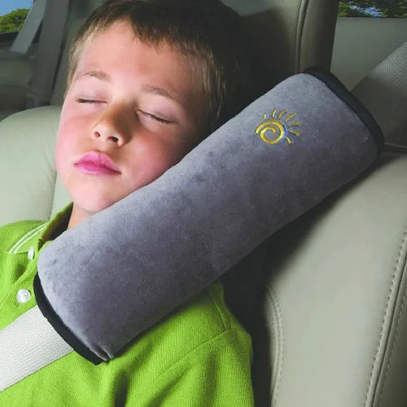 Kids seat belt shoulder cushion with plush padding for car comfort