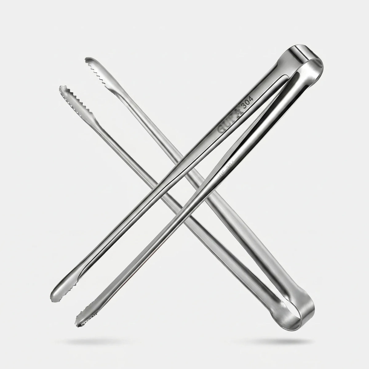 Long kitchen tongs with serrated tips stainless steel