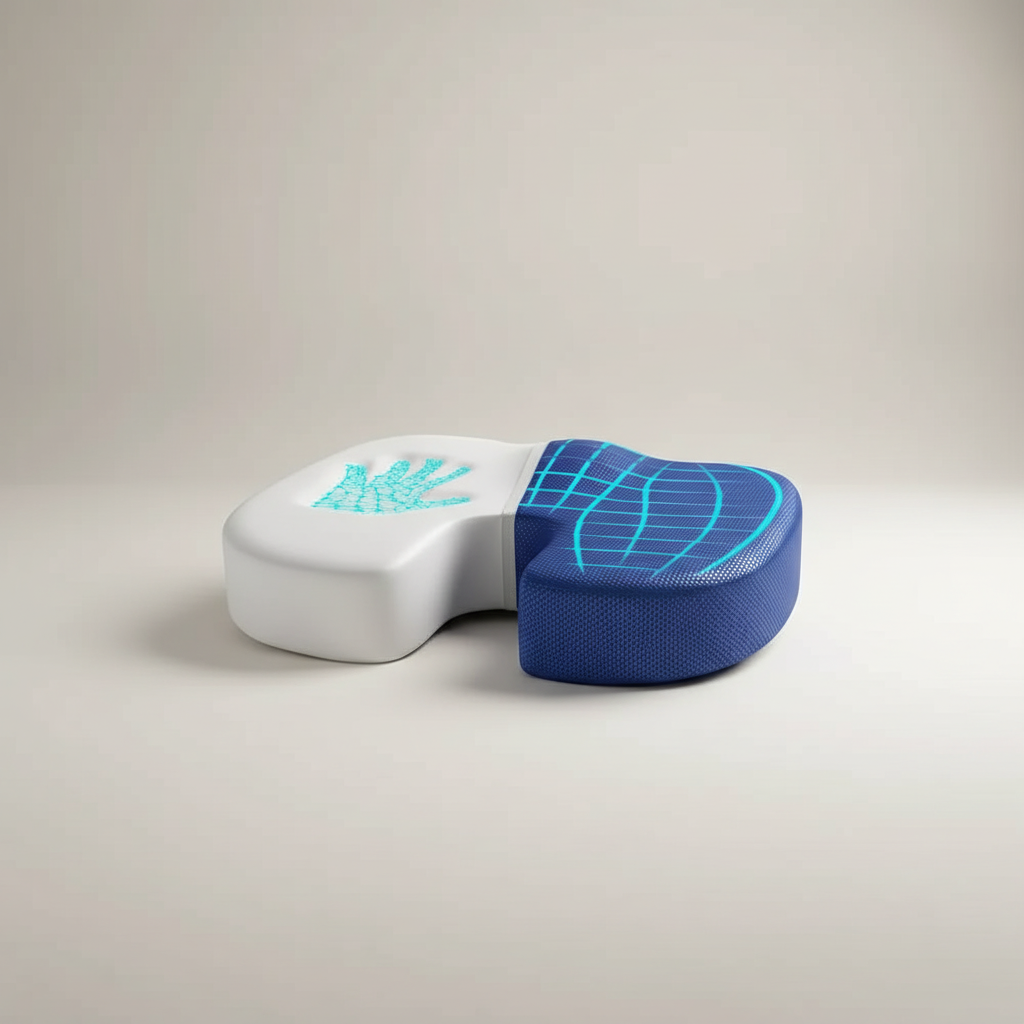 Ergonomic memory foam seat cushion with contoured design for back support