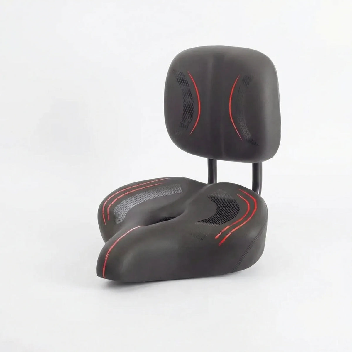 Oversized bike seat with wide seating surface and back support