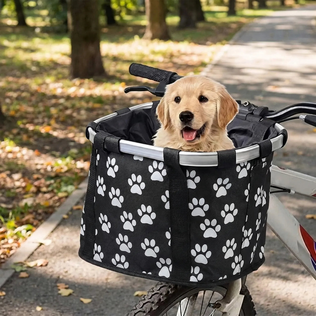 Foldable front bicycle basket with reinforced frame and quick-release mount