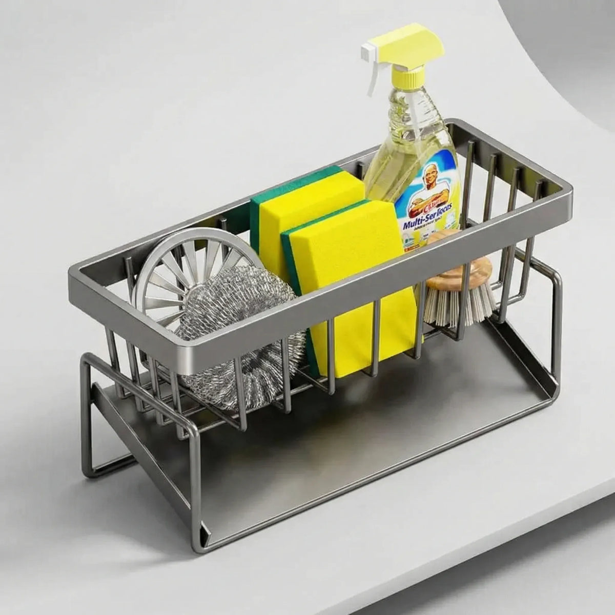 Two-tier sink draining organiser with removable tray