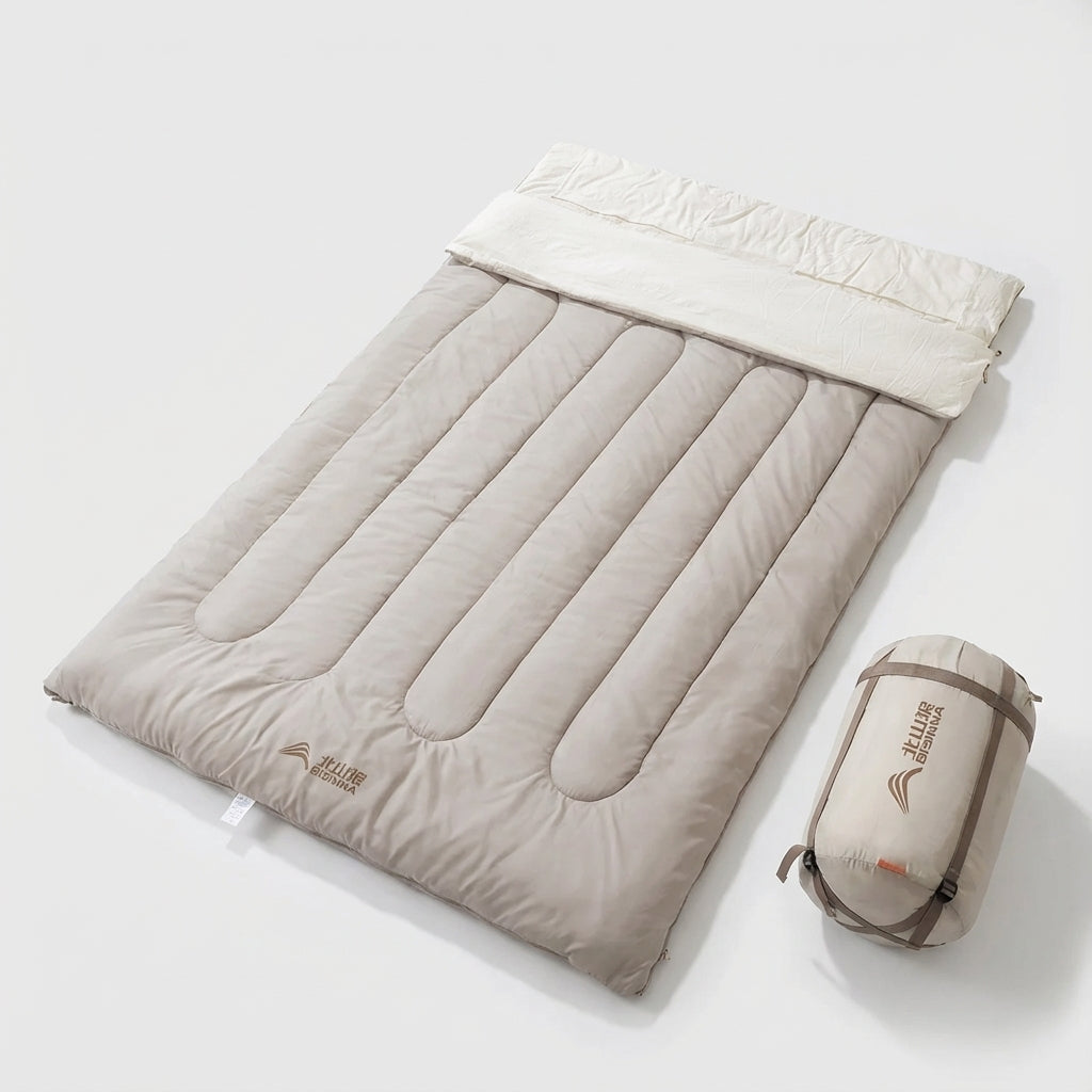Convertible dual sleeping bag for couples camping in cold weather