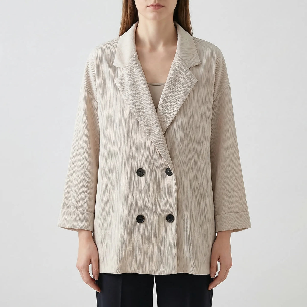 Women's double-breasted blazer and wide-leg trouser set
