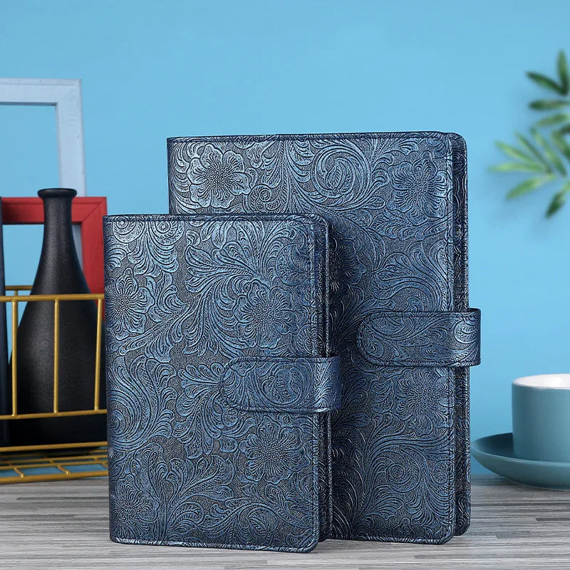 Vintage embossed planner cover with refillable ring binder system