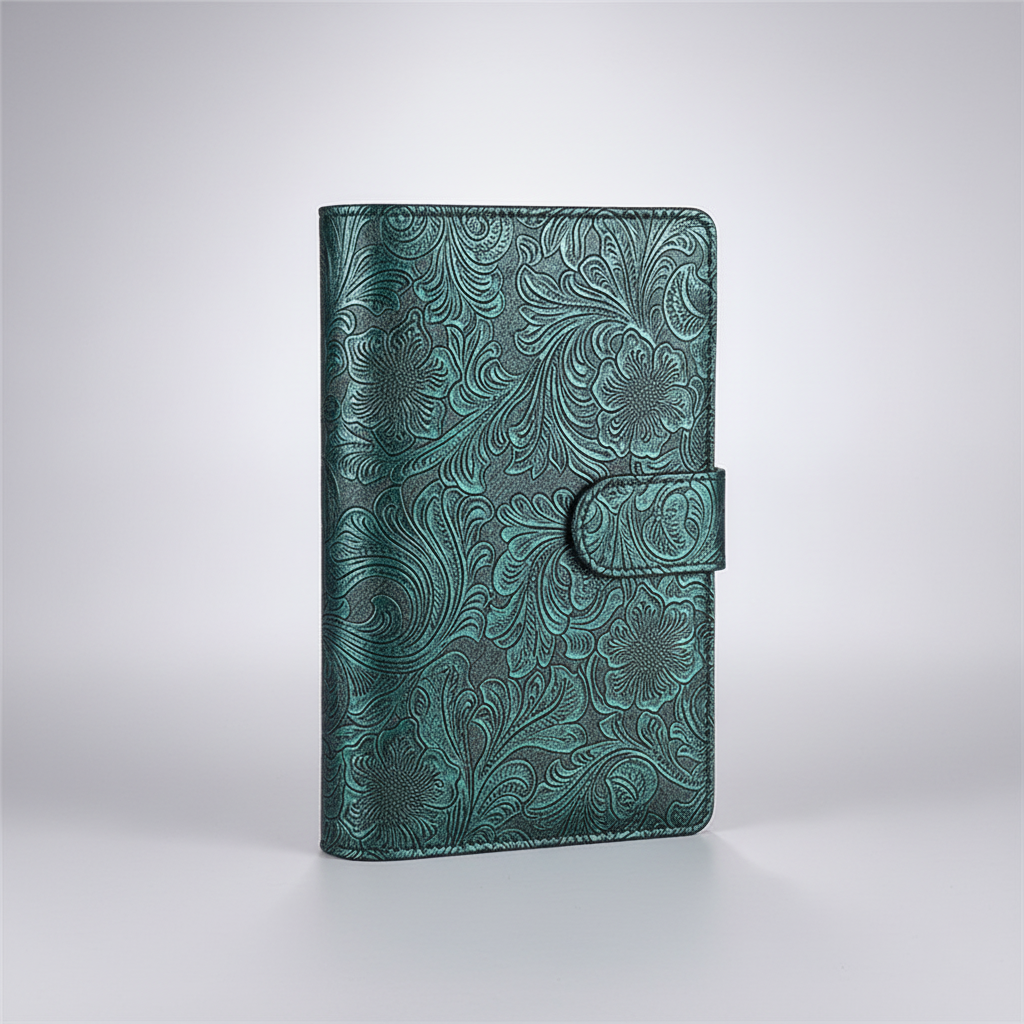Vintage embossed planner cover with refillable ring binder system