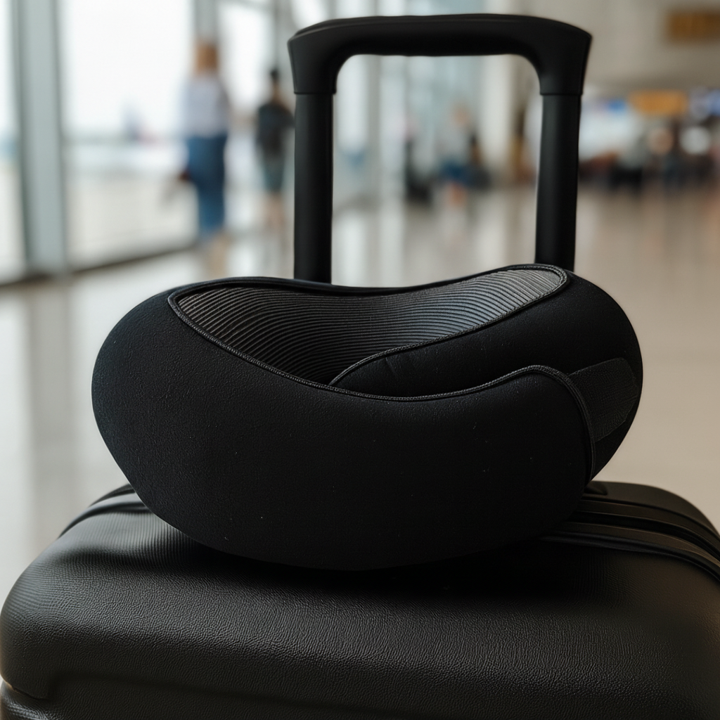 U-shaped travel neck pillow with memory foam and breathable cotton cover