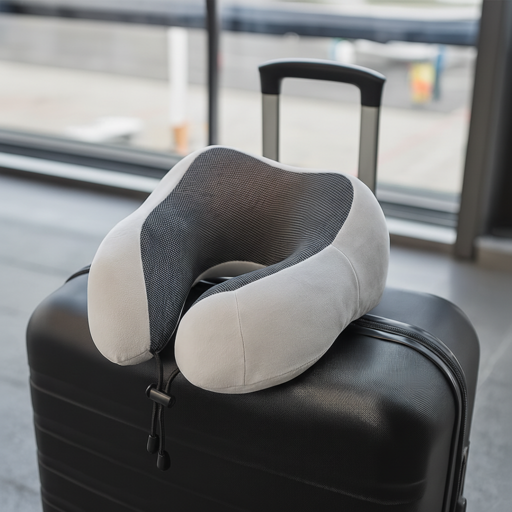 Ergonomic U-shaped travel pillow with memory foam and cotton cover