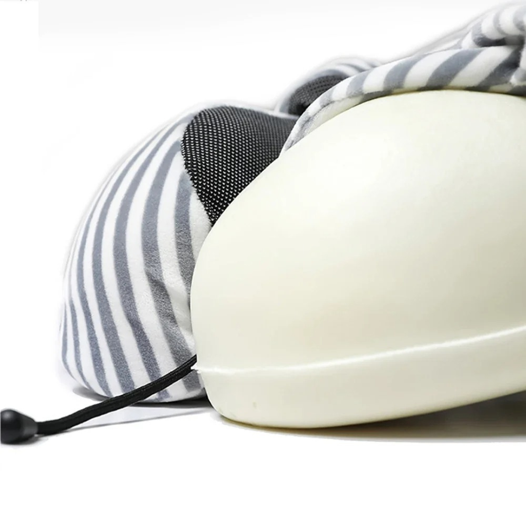 Ergonomic U-shaped travel pillow with memory foam and cotton cover