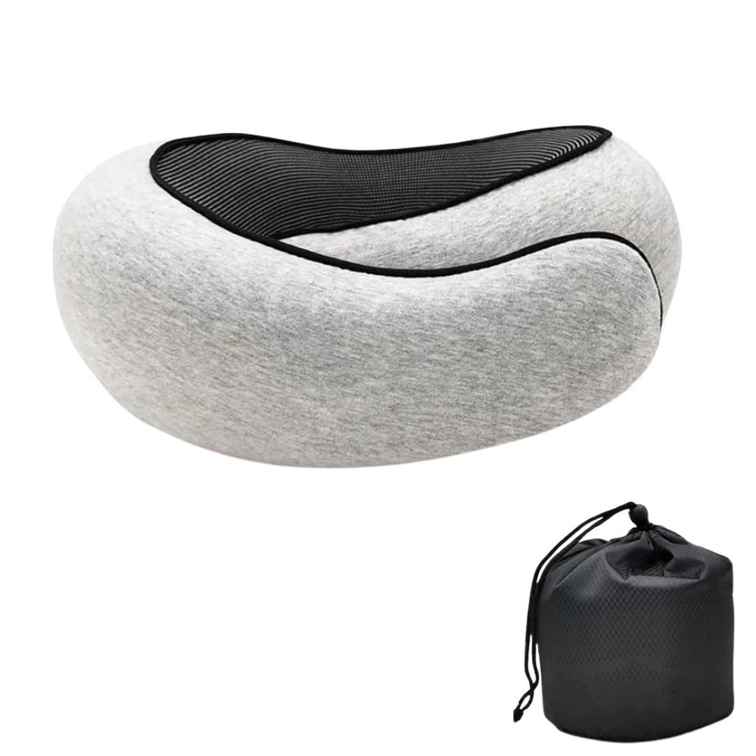 U-shaped travel neck pillow with memory foam and breathable cotton cover