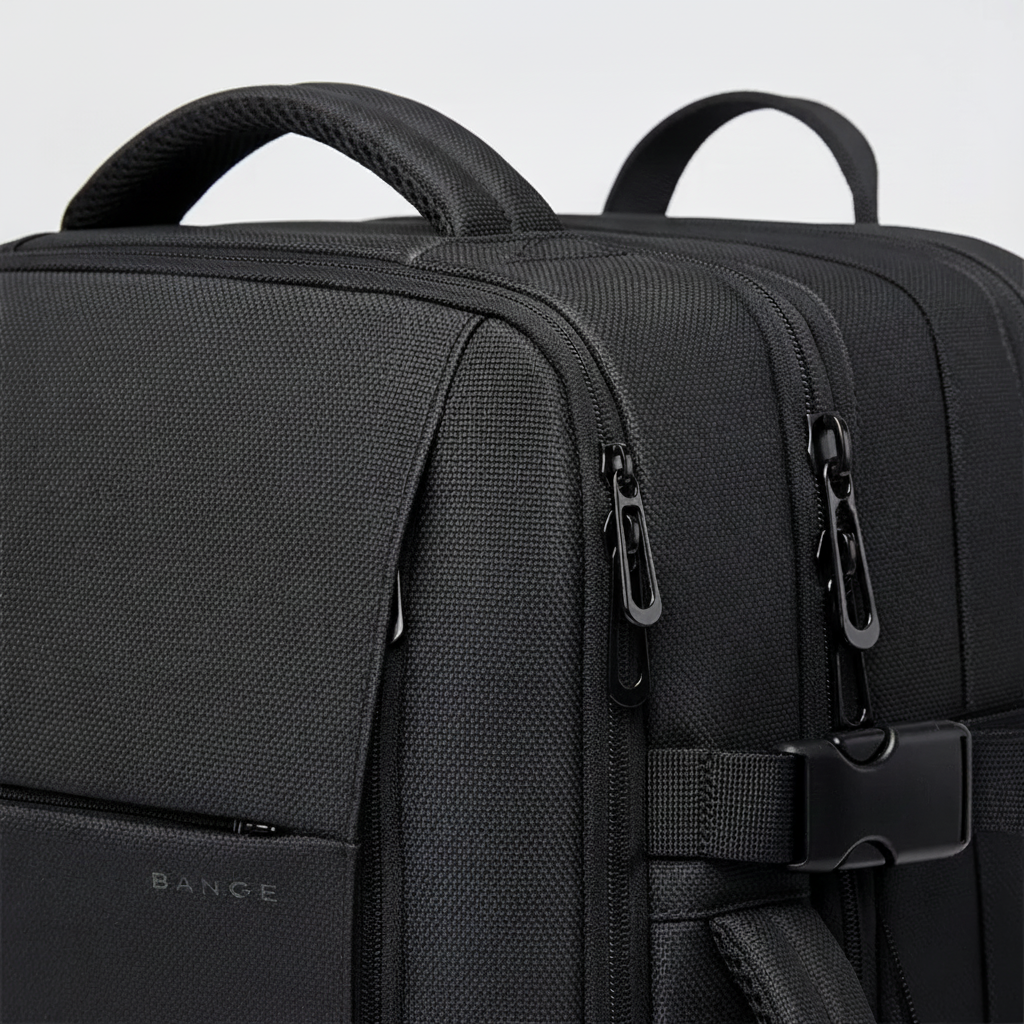 Expandable business backpack with padded laptop pocket and USB port