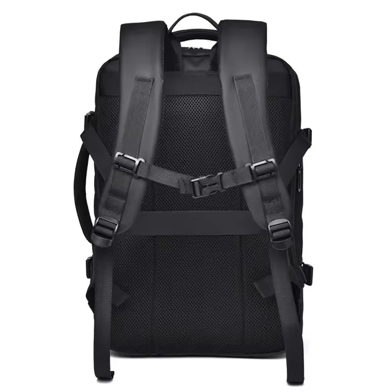 Expandable laptop backpack with USB charging port and organiser pockets