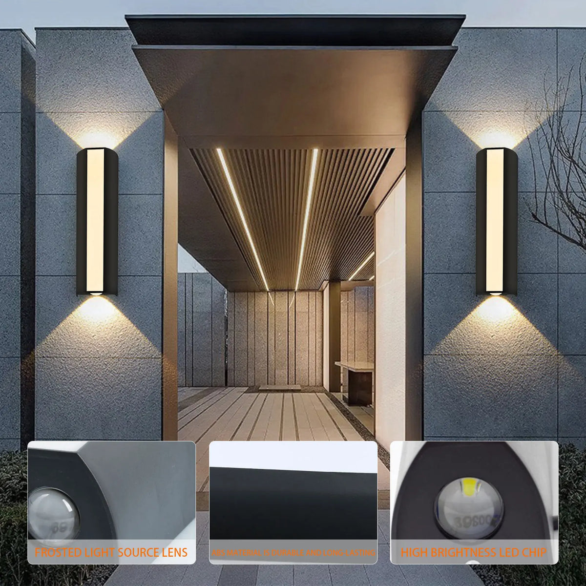 Weatherproof outdoor wall-mounted LED light with IP66 rating
