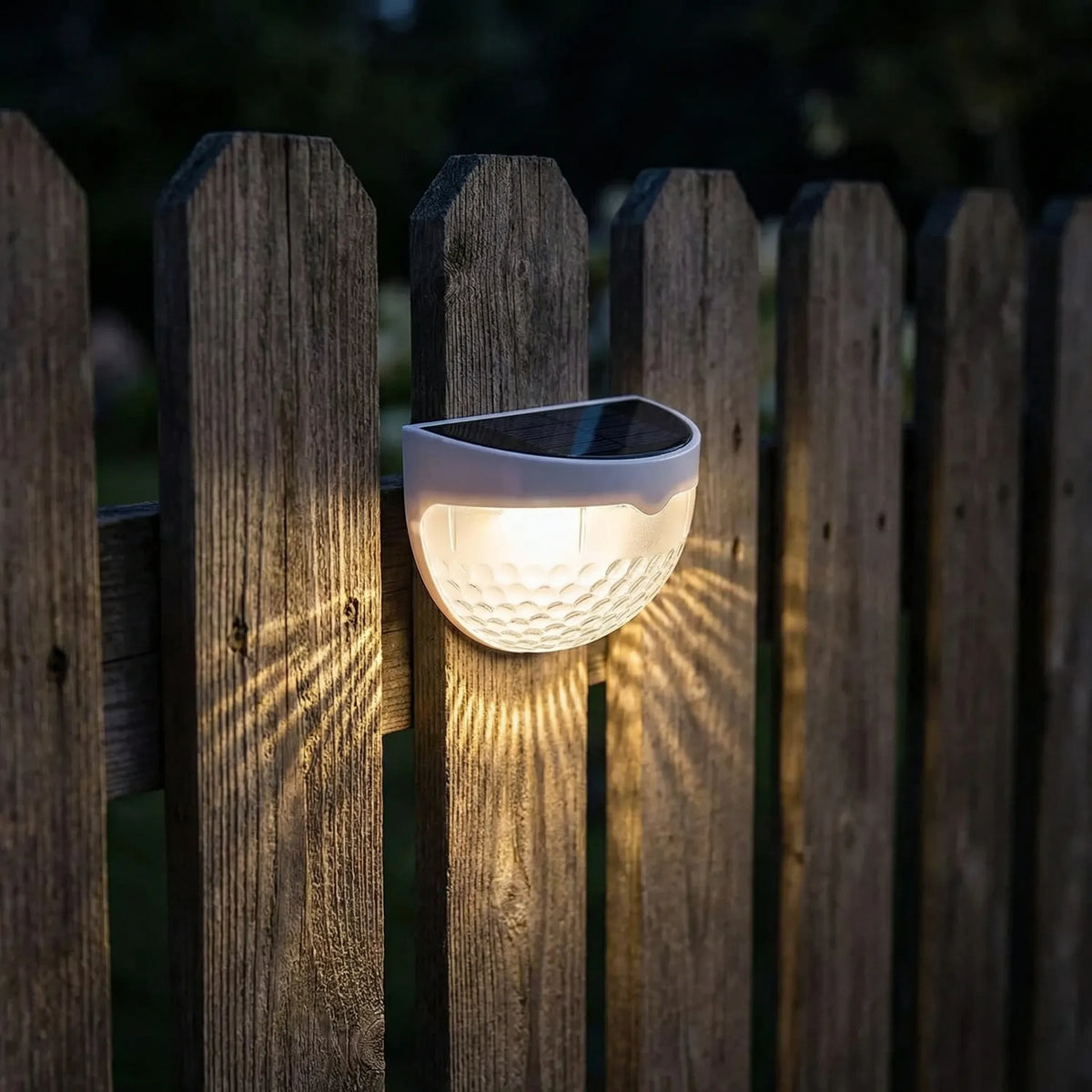 Solar-powered LED fence lights with corrugated dome waterproof design