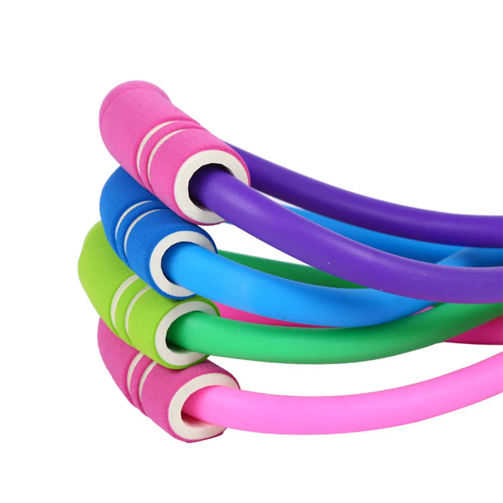 Figure eight resistance band with soft foam handles for full body workouts