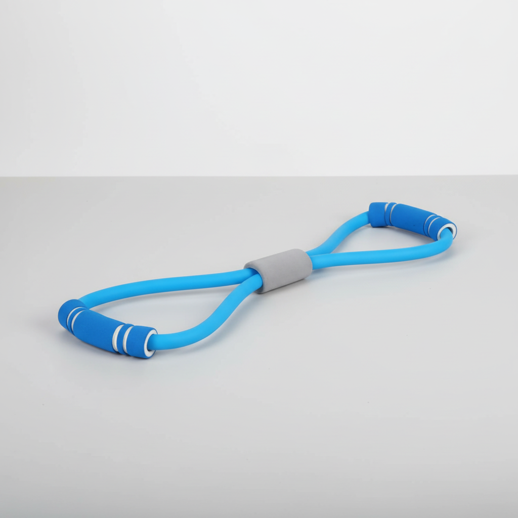 Figure eight resistance band with soft foam handles for full body workouts
