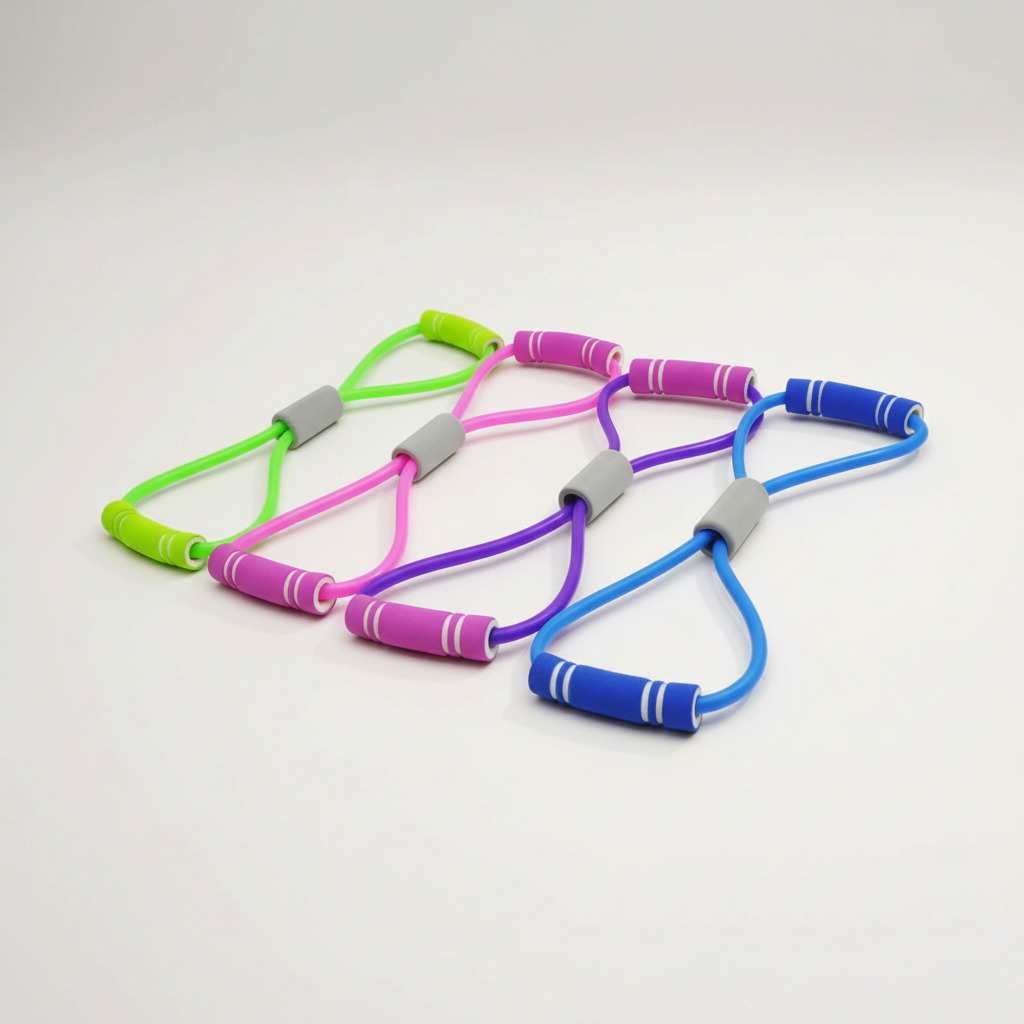 Figure eight resistance band with soft foam handles for full body workouts